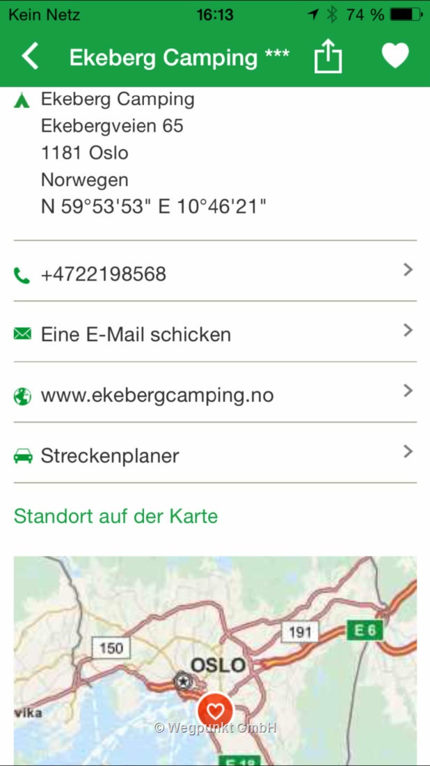 Die Beschreibung im Camper App